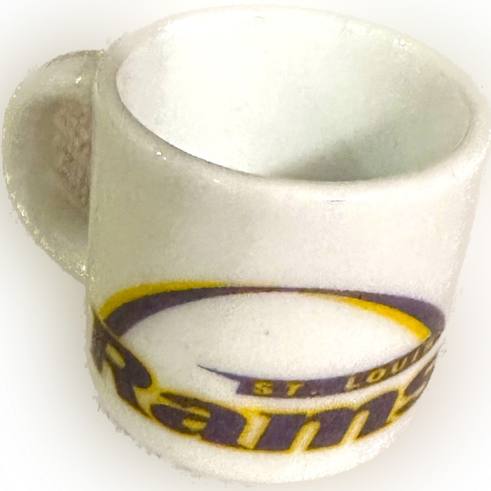 VTG 90’s ST LOUIS RAMS TINY CERAMIC FOOTBALL CUP MUG COFFEE TEA PARTY TOY 1.5”x1